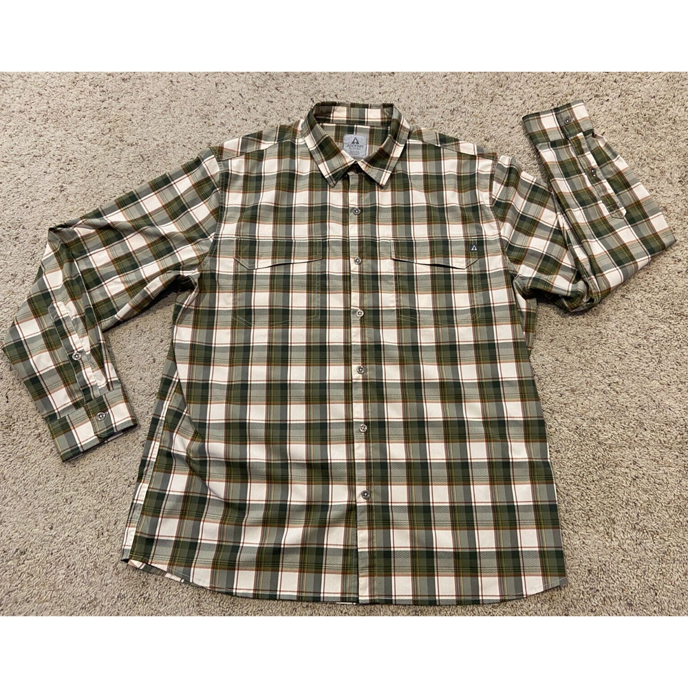 ASCEND Men's Long Sleeve Button up SHIRT Size XL Plaid EUC A23